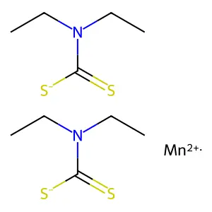 Bis(diethyldithiocarbamato-S,S')manganese structure