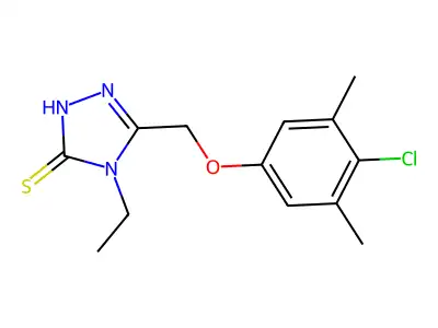 5-[(4-chloro-3,5-dimethylphenoxy)methyl]-4-ethyl-4H-1,2,4-triazole-3-thiol structure