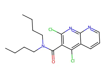 1,8-Naphthyridine-3-carboxamide, N,N-dibutyl-2,4-dichloro- structure