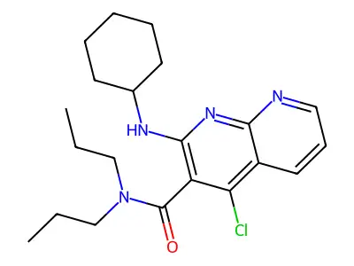 1,8-Naphthyridine-3-carboxamide, 4-chloro-2-(cyclohexylamino)-N,N-dipropyl- structure