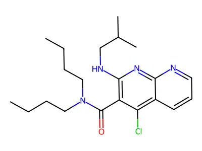 1,8-Naphthyridine-3-carboxamide, 4-chloro-N,N-dibutyl-2-((2-methylpropyl)amino)- structure