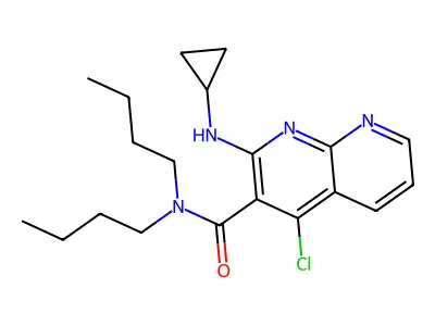 1,8-Naphthyridine-3-carboxamide, 4-chloro-2-(cyclopropylamino)-N,N-dibutyl- structure