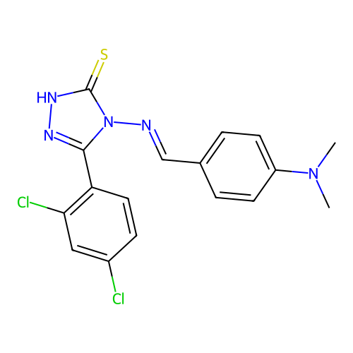 5-(2,4-dichlorophenyl)-4-{[4-(dimethylamino)benzylidene]amino}-4H-1,2,4-triazole-3-thiol structure