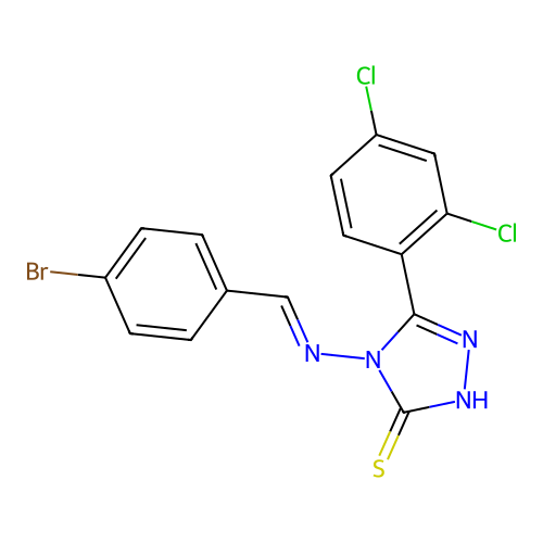 4-[(4-bromobenzylidene)amino]-5-(2,4-dichlorophenyl)-4H-1,2,4-triazole-3-thiol structure