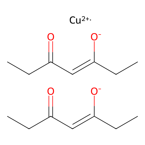 Bis(3,5-heptanedionato) copper(II) structure