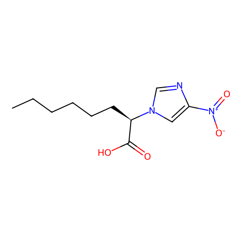 (R)-alpha-hexyl-4-nitro-1H-imidazole-1-acetic acid structure