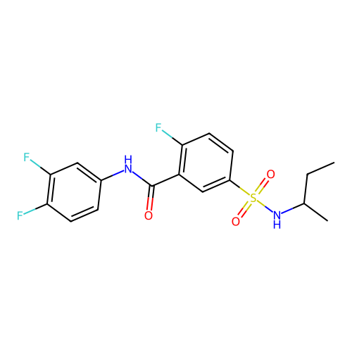 5-(butan-2-ylsulfamoyl)-N-(3,4-difluorophenyl)-2-fluorobenzamide structure