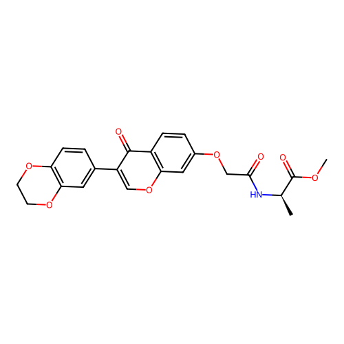 (R)-methyl 2-(2-((3-(2,3-dihydrobenzo[b][1,4]dioxin-6-yl)-4-oxo-4H-chromen-7-yl)oxy)acetamido)propanoate structure