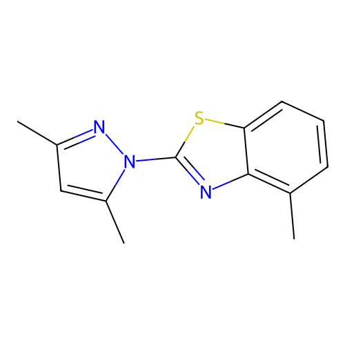 2-(3,5-Dimethylpyrazol-1-yl)-4-methyl-1,3-benzothiazole structure