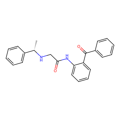 N-(2-benzoylphenyl)-2-{[(1S)-1-phenylethyl]amino}acetamide structure