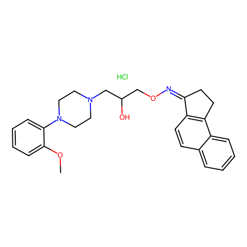 3H-Benz(e)inden-3-one, 1,2-dihydro-, O-(2-hydroxy-3-(4-(2-methoxyphenyl)-1-piperazinyl)propyl)oxime, monohydrochloride structure