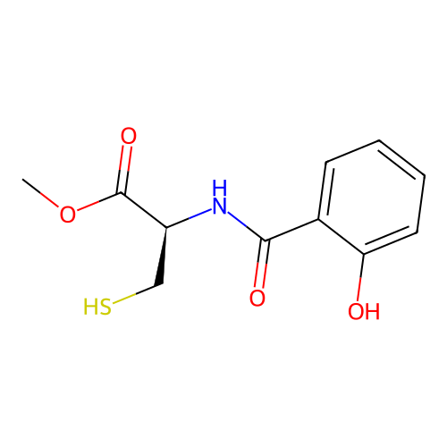 (R)-methyl 2-(2-hydroxybenzamido)-3-mercaptopropanoate structure