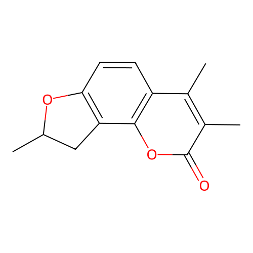 3,4,8-trimethyl-8,9-dihydro-2H-furo[2,3-h]chromen-2-one structure