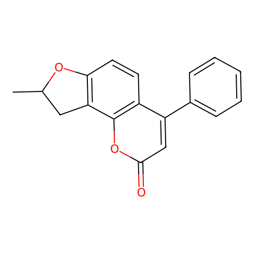 8-methyl-4-phenyl-8,9-dihydro-2H-furo[2,3-h]chromen-2-one structure