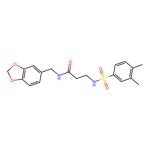 N-(1,3-benzodioxol-5-ylmethyl)-3-[(3,4-dimethylphenyl)sulfonylamino]propanamide structure