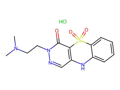 3H-Pyridazino(4,5-b)(1,4)benzothiazin-4(10H)-one, 3-(2-(dimethylamino)ethyl)-, 5,5-dioxide, monohydrochloride structure