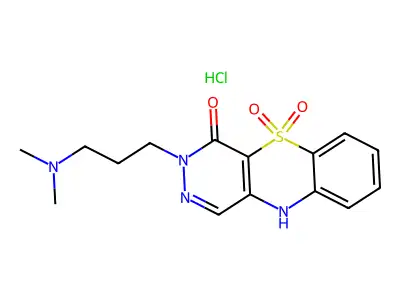 3H-Pyridazino(4,5-b)(1,4)benzothiazin-4(10H)-one, 3-(3-(dimethylamino)propyl)-, 5,5-dioxide, monohydrochloride, hydrate structure