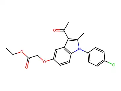 Ethyl 2-[3-acetyl-1-(4-chlorophenyl)-2-methylindol-5-yl]oxyacetate structure
