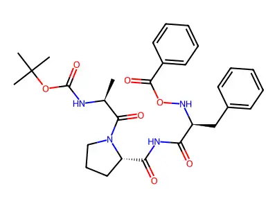 N-((tert-Butoxycarbonyl)alanyl-prolyl-phenylalanyl)-O-benzoylhydroxylamine structure