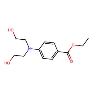 Benzoic acid, 4-bis(2-hydroxyethyl)amino-, ethyl ester structure