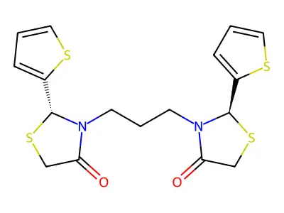 4-Thiazolidinone, 3,3'-(1,3-propanediyl)bis(2-(2-thienyl)-, (R*,R*)-(+-)- structure