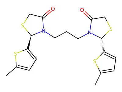 4-Thiazolidinone, 3,3'-(1,3-propanediyl)bis(2-(5-methyl-2-thienyl)-, (R*,R*)-(+-)- structure