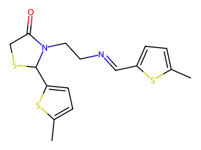 2-(5-Methyl-2-thienyl)-3-(2-(((5-methyl-2-thienyl)methylene)amino)ethyl)-4-thiazolidinone structure