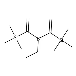(1-(Ethyl[1-(trimethylsilyl)vinyl]boryl)vinyl)(trimethyl)silane structure