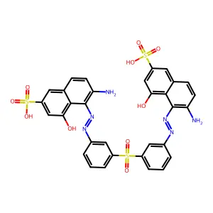 5,5'-(Sulfonylbis(benzene-3,1-diyldiazene-2,1-diyl))bis(6-amino-4-hydroxynaphthalene-2-sulfonic acid) structure