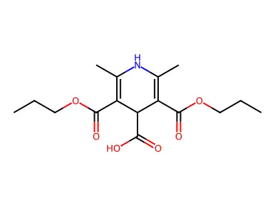 2,6-dimethyl-3,5-bis(propoxycarbonyl)-1,4-dihydropyridine-4-carboxylic Acid structure