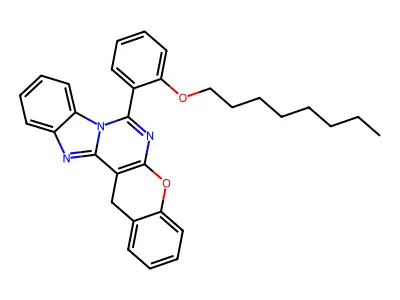 2-(14H-chromeno[2',3':4,5]pyrimido[1,6-a]benzimidazol-7-yl)phenyl octyl ether structure