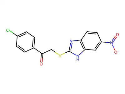 1-(4-Chloro-phenyl)-2-(5-nitro-1H-benzoimidazol-2-ylsulfanyl)-ethanone structure