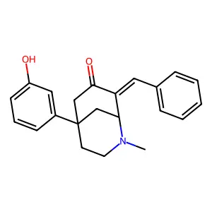 8-Benzylidene-5-(3-hydroxyphenyl)-2-methyl-2-azabicyclo[3.3.1]nonan-7-one structure