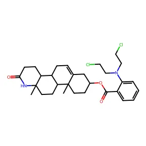 3-((2-(Bis(2-chloroethyl)amino)benzoyl)oxy)-, (3beta)-17a-aza-D-homoandrost-5-en-17-one structure