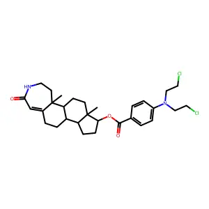 17-((4-(Bis(2-chloroethyl)amino)benzoyl)oxy)-3-aza-A-homoandrost-4A-en-4-one structure