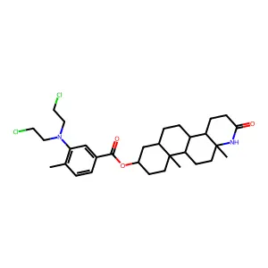 3-((3-(Bis(2-chloroethyl)amino)-4-methylbenzoyl)oxy)-, (3-beta,5alpha)-17A-aza-D-homoandrostan-17-one structure