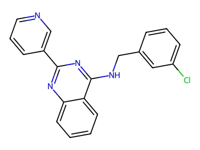 N-[(3-chlorophenyl)methyl]-2-pyridin-3-ylquinazolin-4-amine structure