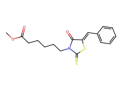 (Z)-methyl 6-(5-benzylidene-4-oxo-2-thioxothiazolidin-3-yl)hexanoate structure
