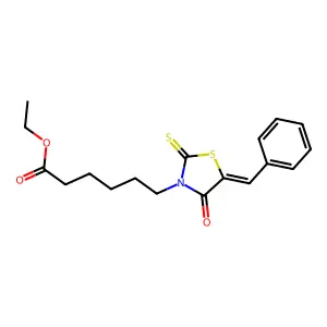 (Z)-ethyl 6-(5-benzylidene-4-oxo-2-thioxothiazolidin-3-yl)hexanoate structure