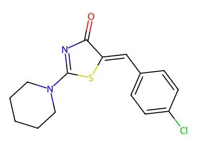 4(5H)-Thiazolone, 5-[(4-chlorophenyl)methylene]-2-(1-piperidinyl)- structure