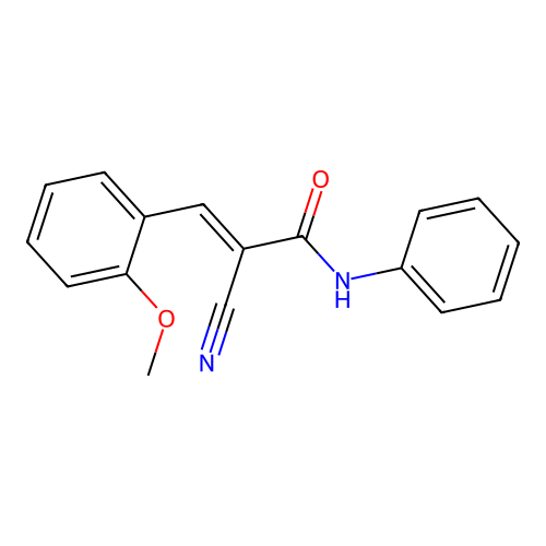 (2E)-2-cyano-3-(2-methoxyphenyl)-N-phenylprop-2-enamide structure