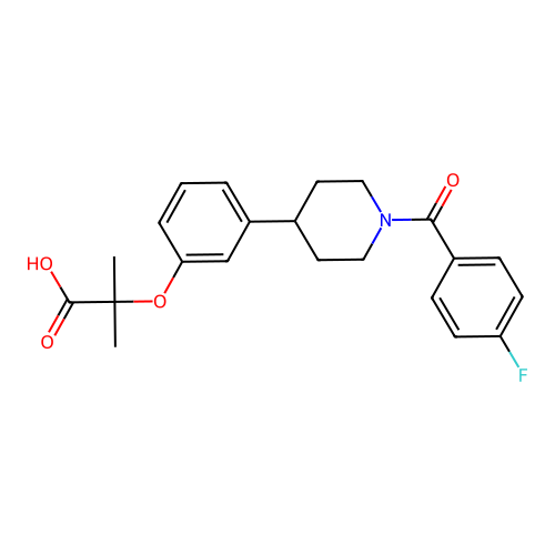 Propanoic acid, 2-(3-(1-(4-fluorobenzoyl)-4-piperidinyl)phenoxy)-2-methyl- structure