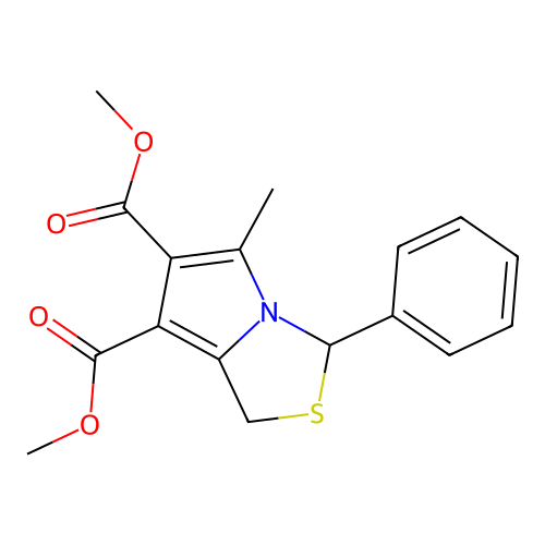 dimethyl 5-methyl-3-phenyl-1H-pyrrolo[1,2-c][1,3]thiazole-6,7-dicarboxylate structure