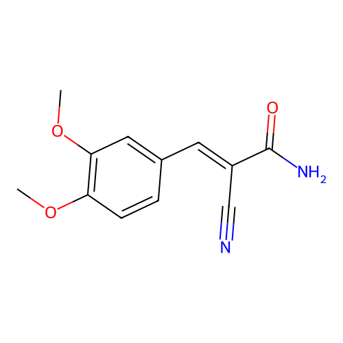 (2E)-2-cyano-3-(3,4-dimethoxyphenyl)prop-2-enamide structure