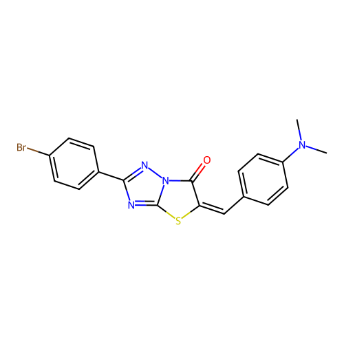 (5E)-2-(4-bromophenyl)-5-[4-(dimethylamino)benzylidene][1,3]thiazolo[3,2-b][1,2,4]triazol-6(5H)-one structure