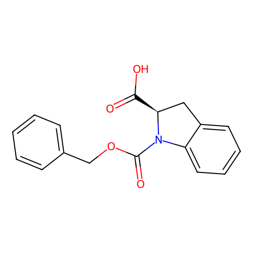 (2R)-1-[(benzyloxy)carbonyl]-2,3-dihydro-1H-indole-2-carboxylic acid structure