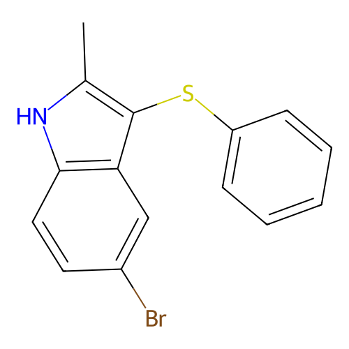 5-bromo-2-methyl-3-(phenylsulfanyl)-1H-indole structure