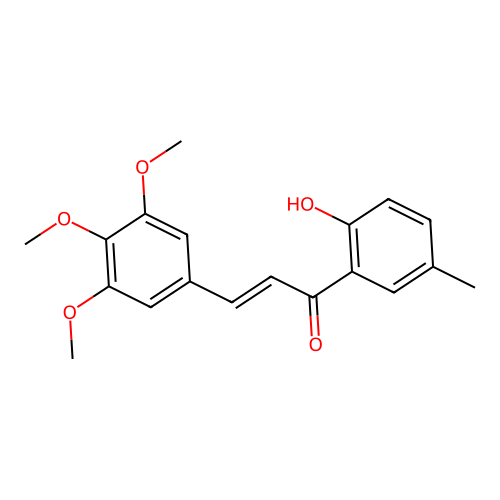 (2E)-1-(2-hydroxy-5-methylphenyl)-3-(3,4,5-trimethoxyphenyl)prop-2-en-1-one structure
