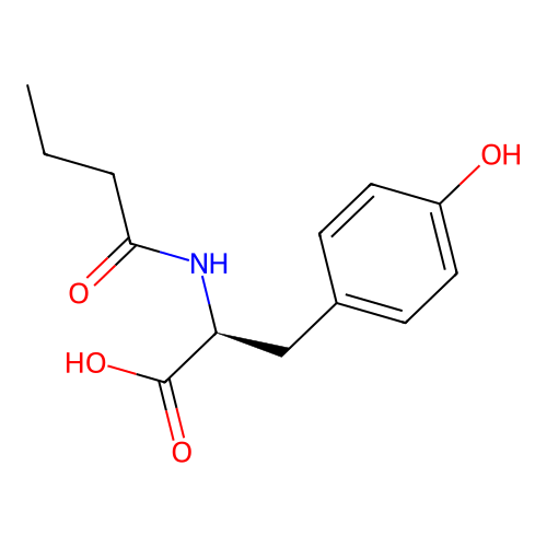 (2S)-2-butanamido-3-(4-hydroxyphenyl)propanoic acid structure