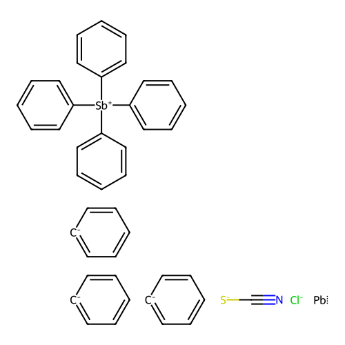 Tetraphenylstibonium chlorotriphenyl(thiocyanato-N)plumbate(1-) structure